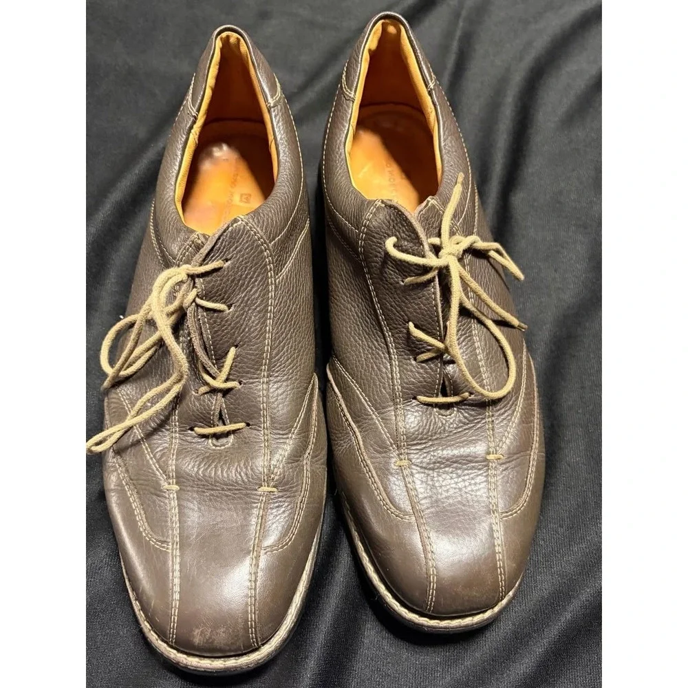 Sandro Moscoloni Brown Pebbled Leather Oxford Shoes Men's 9M Made Brazil